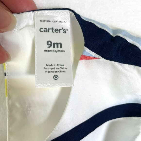 Carter’s Baby Empire Waist Striped Dress Bloomers Set 9 Months Easter - Picture 5 of 10